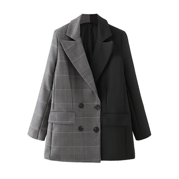 women's suits & blazers elegant women gray plaid patchwork jacket 2021 fashion ladies notched collar streetwear female chic double brea, White;black
women's suits & blazers elegant women gray plaid patchwork jacket 2021 fashion ladies notched collar streetwear female chic double brea, White;black
