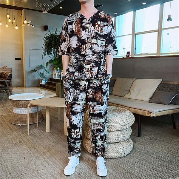 spring cotton short sleeve shirts mens tracksuit trousers set printed casual sets graffiti sweat suits male 5xl tz200, Gray
spring cotton short sleeve shirts mens tracksuit trousers set printed casual sets graffiti sweat suits male 5xl tz200, Gray