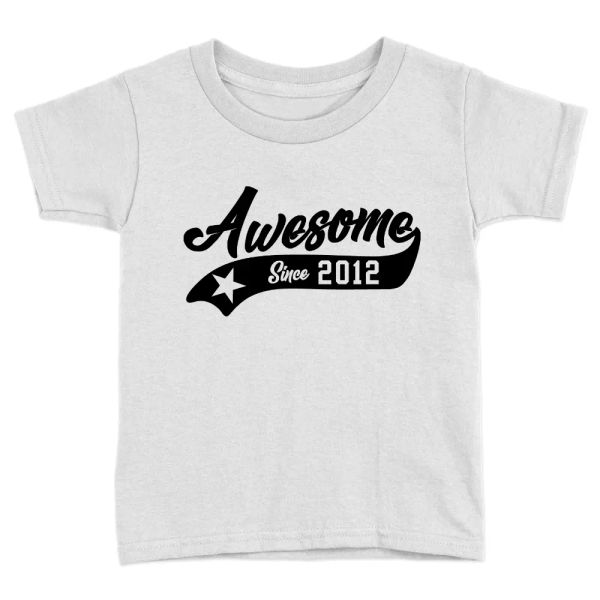 awesome since 2012 kids t-shirt 6th years old birthday celebration cool gift, White;black
awesome since 2012 kids t-shirt 6th years old birthday celebration cool gift, White;black