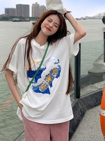 women's t-shirt white short sleeve design soft print summer 2021 loose y2k graphic t shirts
women's t-shirt white short sleeve design soft print summer 2021 loose y2k graphic t shirts