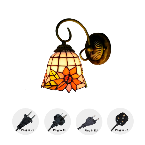 wall lamp tiffany 1-light plug-in bulb not included sconce stained glass shade 6 foot black cord
wall lamp tiffany 1-light plug-in bulb not included sconce stained glass shade 6 foot black cord