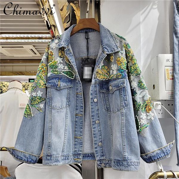 women's jackets 2021 spring diamond beaded color sequins loose denim jacket streetwear women casual coat fashion outwear, Black;brown
women's jackets 2021 spring diamond beaded color sequins loose denim jacket streetwear women casual coat fashion outwear, Black;brown