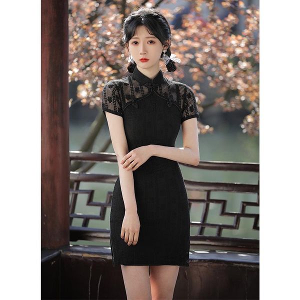 ethnic clothing handmade cheongsam chinese retro style lace sleeve slim split fork short dresses summer fashion solid color thin qipao, Red
ethnic clothing handmade cheongsam chinese retro style lace sleeve slim split fork short dresses summer fashion solid color thin qipao, Red