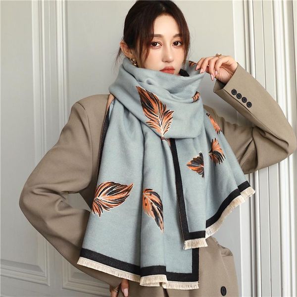 scarves thick warm cashmere scarf for women elegant print pashmina female bufanda double-sided large shawls and wraps 2021, Blue;gray
scarves thick warm cashmere scarf for women elegant print pashmina female bufanda double-sided large shawls and wraps 2021, Blue;gray