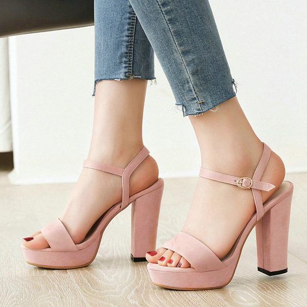 women summer heels sandals fashion platform square heel shoes woman open toe buckle party pink beige red, Black
women summer heels sandals fashion platform square heel shoes woman open toe buckle party pink beige red, Black