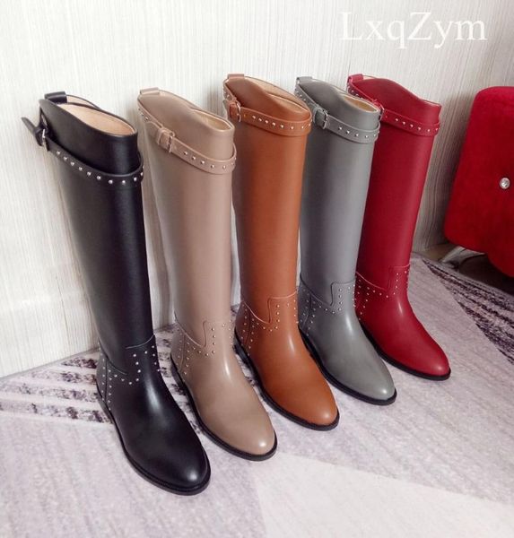 boots genuine leather rivet metal buckle knee-high round toe low-heel belt strap knight boottes comfortable booties, Black
boots genuine leather rivet metal buckle knee-high round toe low-heel belt strap knight boottes comfortable booties, Black