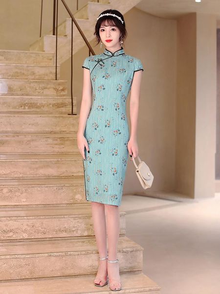 chinese traditional short sleeve floral print cheongsam women fashion vintage retro mid-length qipao ethnic clothing, Red
chinese traditional short sleeve floral print cheongsam women fashion vintage retro mid-length qipao ethnic clothing, Red