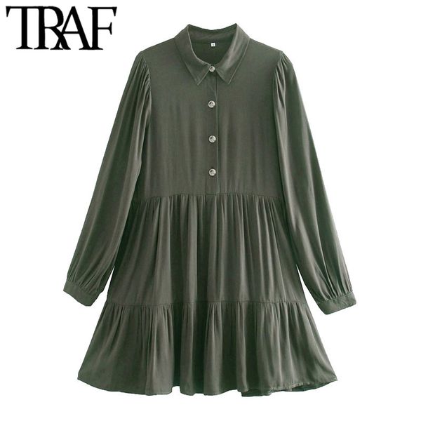 traf women chic fashion with buttons pleated mini shirt dress vintage lapel collar long sleeve female dresses vestidos 210415, Black;gray
traf women chic fashion with buttons pleated mini shirt dress vintage lapel collar long sleeve female dresses vestidos 210415, Black;gray