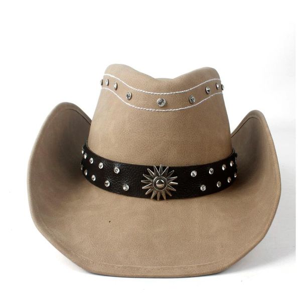 cloches 2021 retro style western cowboy hat with punk leather ribbon for women men sombrero cap roll up, Blue;gray
cloches 2021 retro style western cowboy hat with punk leather ribbon for women men sombrero cap roll up, Blue;gray