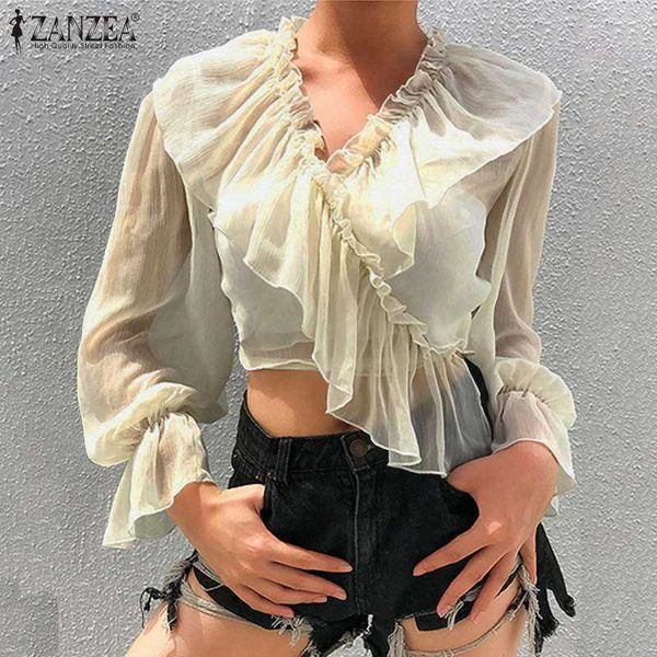 women's blouses & shirts blouses stylish ruffle summer transparent tunic female v neck blusas plus size solid chemis aup7, White
women's blouses & shirts blouses stylish ruffle summer transparent tunic female v neck blusas plus size solid chemis aup7, White