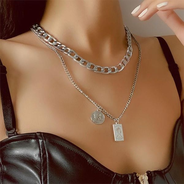 pendant necklaces 2pcs/set elizabeth queen portrait necklace multilayer chunky link chain clavicle choker gold color party jewelry gift, Silver
pendant necklaces 2pcs/set elizabeth queen portrait necklace multilayer chunky link chain clavicle choker gold color party jewelry gift, Silver