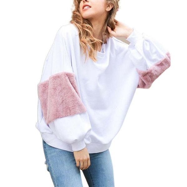 women's hoodies & sweatshirts patchwork fluffy long sleeve womens pullover loose casual baggy fashion ladies style sweatshirt female, Black
women's hoodies & sweatshirts patchwork fluffy long sleeve womens pullover loose casual baggy fashion ladies style sweatshirt female, Black