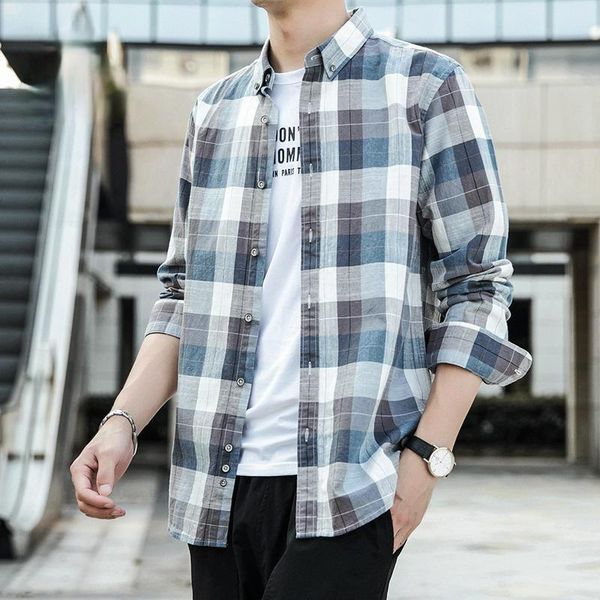 men's casual shirts 2021 spring summer clothing pure cotton shirt large plaid long-sleeved trend, White;black
men's casual shirts 2021 spring summer clothing pure cotton shirt large plaid long-sleeved trend, White;black