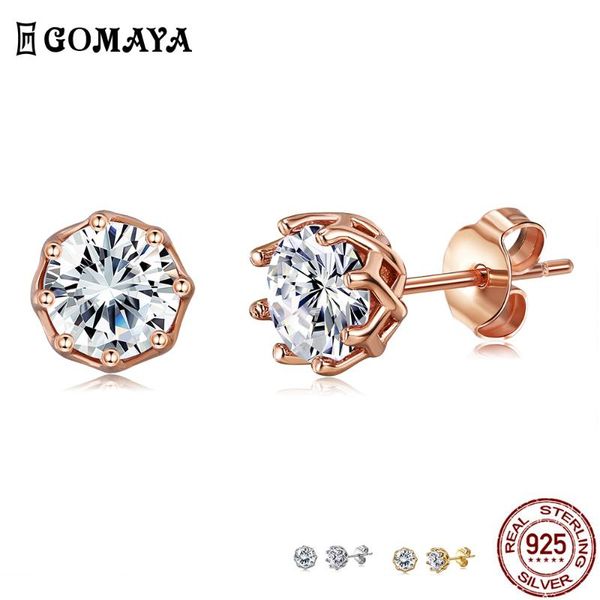 authentic 925 sterling silver classic clear cubic zircon small stud earrings for women anniversary fine jewelry, Golden;silver
authentic 925 sterling silver classic clear cubic zircon small stud earrings for women anniversary fine jewelry, Golden;silver