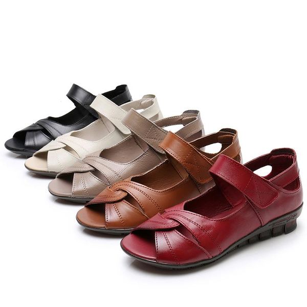 sandals summer women's genuine leather casual flat mother soft bottom with ladies shoes, Black
sandals summer women's genuine leather casual flat mother soft bottom with ladies shoes, Black
