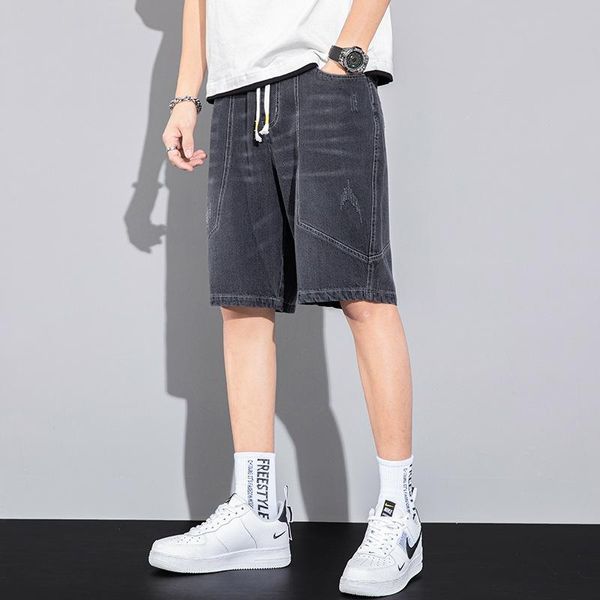 men's shorts summer thin denim shorts, micro-elastic cotton, plus size five-point pants, casual trendy loose beach pants, White;black
men's shorts summer thin denim shorts, micro-elastic cotton, plus size five-point pants, casual trendy loose beach pants, White;black