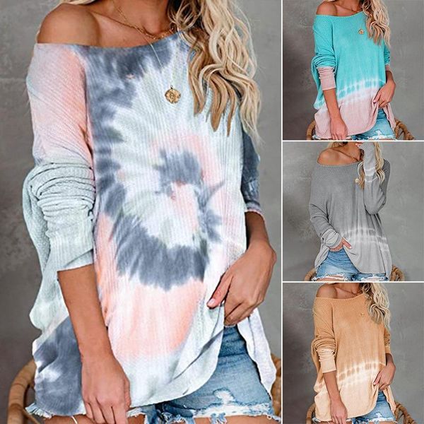 women's t-shirt women autumn winter tie dye printed long sleeve off shoulder casual streetwear ladies party club tee clothes, White
women's t-shirt women autumn winter tie dye printed long sleeve off shoulder casual streetwear ladies party club tee clothes, White
