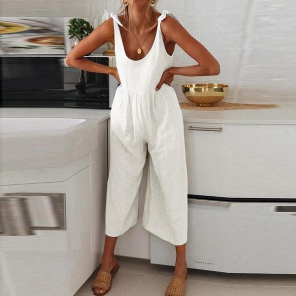 women's jumpsuits & rompers jumpsuit summer sleeveless crew-neck casual cotton and linen wide-leg 2021, Black;white
women's jumpsuits & rompers jumpsuit summer sleeveless crew-neck casual cotton and linen wide-leg 2021, Black;white