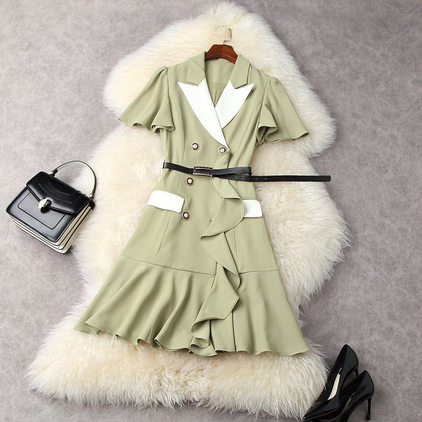 casual dresses european and american women's clothing spring short-sleeved suit collar fashionable double-breasted flounce belt dress e, Black;gray
casual dresses european and american women's clothing spring short-sleeved suit collar fashionable double-breasted flounce belt dress e, Black;gray