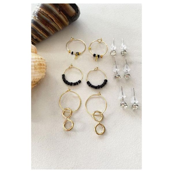 hoop & huggie gold color multi ring earrings set elegant fashion showy stylish beaded women accessory, Golden;silver
hoop & huggie gold color multi ring earrings set elegant fashion showy stylish beaded women accessory, Golden;silver