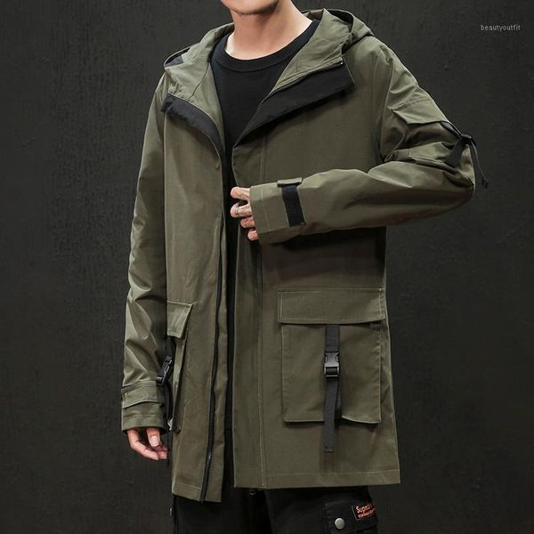 men's trench coats autumn trenchcoat for men loose casual multi-pockets military clothing fashion solid hooded windbreaker, Tan;black 
men's trench coats autumn trenchcoat for men loose casual multi-pockets military clothing fashion solid hooded windbreaker, Tan;black