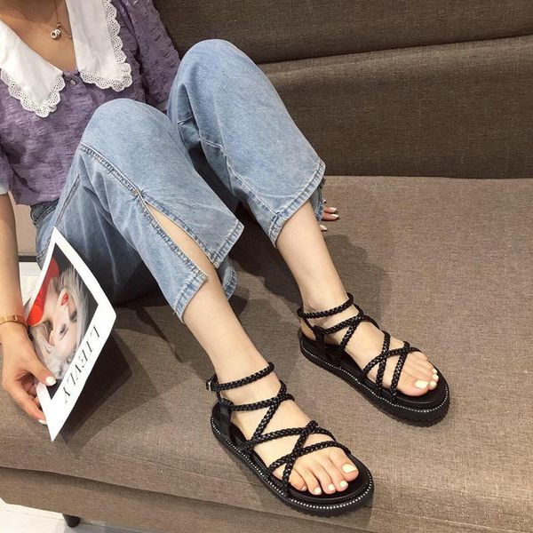flat heel women sandals ankle strap comfort outdoor ladies summer shoes cross-tied solid light weight footwear, Black
flat heel women sandals ankle strap comfort outdoor ladies summer shoes cross-tied solid light weight footwear, Black