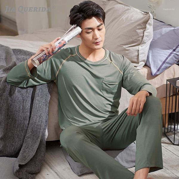 men's sleepwear spring mens pajamas 2021 fashion home clothing plus size xxxl modal crew neck solid smart casual for men, Black;brown
men's sleepwear spring mens pajamas 2021 fashion home clothing plus size xxxl modal crew neck solid smart casual for men, Black;brown