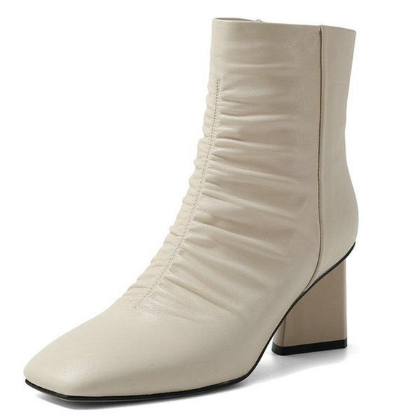 genuine leather women pleated boots 2021 autumn winter zipper high heels ankle party casual shoes woman, Black
genuine leather women pleated boots 2021 autumn winter zipper high heels ankle party casual shoes woman, Black