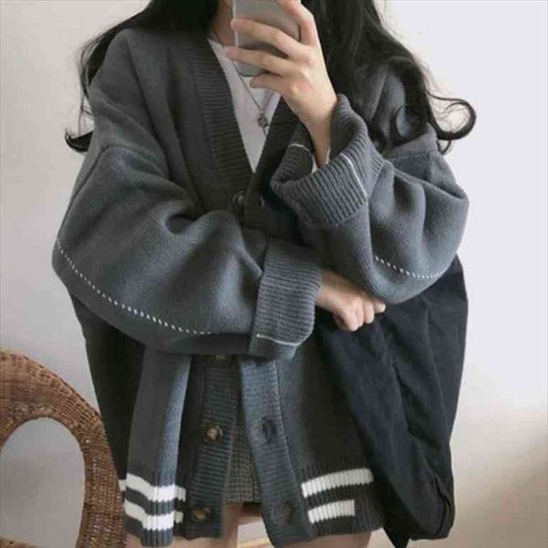 korean knitted womens lazy college women sweaters style loose sleeve long v neck button large jacket autumn and winter, White;black
korean knitted womens lazy college women sweaters style loose sleeve long v neck button large jacket autumn and winter, White;black