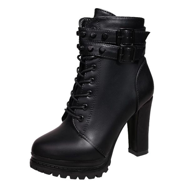 women high heel shoes boot comfortable soft leather lace-up solid color round toe leisure and personality boots, Black
women high heel shoes boot comfortable soft leather lace-up solid color round toe leisure and personality boots, Black