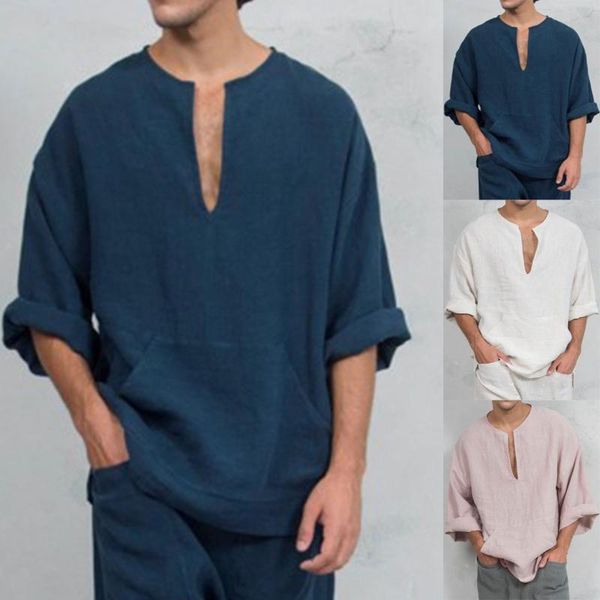 men's t-shirts fashion solid color open collar cotton and linen short sleeve t-shirt 2021 summer casual, White;black
men's t-shirts fashion solid color open collar cotton and linen short sleeve t-shirt 2021 summer casual, White;black