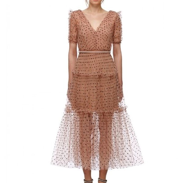 self portrait women long dress runway summer v-neck short sleeve flower embroidery dot mesh maxi party 210603, Black;gray
self portrait women long dress runway summer v-neck short sleeve flower embroidery dot mesh maxi party 210603, Black;gray