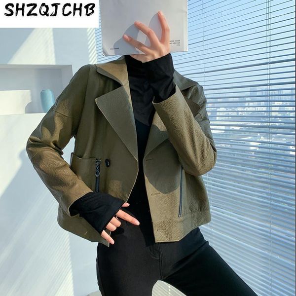 genuine spring leather coat women's short korean style sheep motorcycle jacket small suit suits & blazers, White;black
genuine spring leather coat women's short korean style sheep motorcycle jacket small suit suits & blazers, White;black