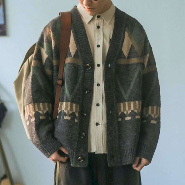 men cardigan autumn male outwear mens sweaters v-ne argyle retro japanese trendy all-match casual cozy ulzzang preppy chic no, Black
men cardigan autumn male outwear mens sweaters v-ne argyle retro japanese trendy all-match casual cozy ulzzang preppy chic no, Black