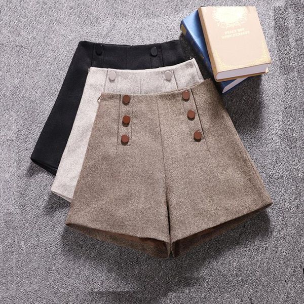 women's shorts 2021 autumn winter korean woolen women loose wide leg feminino a line zipper pocket buttons short femme chic slim, White;black
women's shorts 2021 autumn winter korean woolen women loose wide leg feminino a line zipper pocket buttons short femme chic slim, White;black