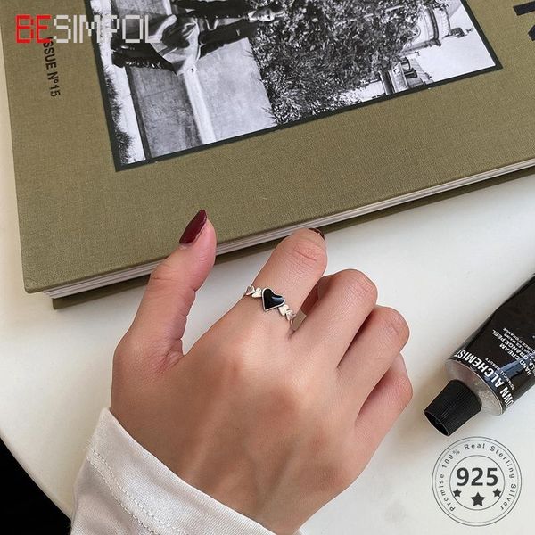 cluster rings besimpol genuine 925 sterling silver ring vintage black spade heart adjustable open for women fashion fine jewelry gifts, Golden;silver
cluster rings besimpol genuine 925 sterling silver ring vintage black spade heart adjustable open for women fashion fine jewelry gifts, Golden;silver