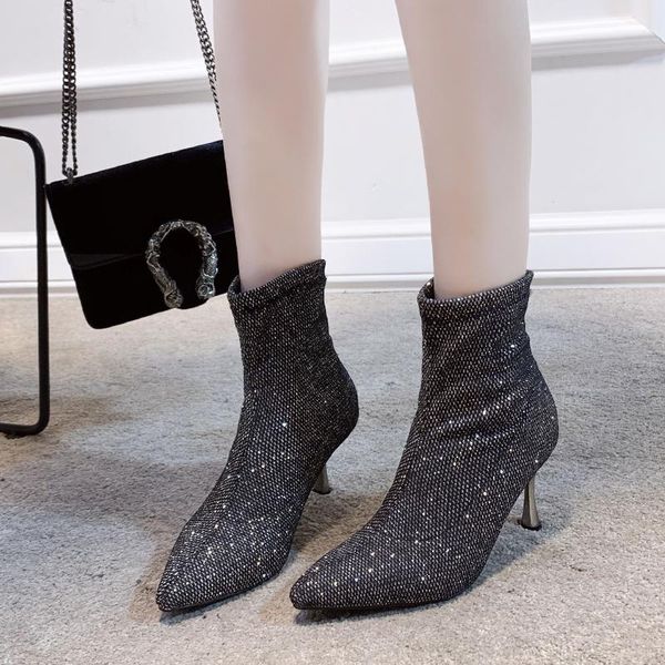 boots sock bling women's high heel ankle booties fashion 2021 woman shoes sequin thin heels ladies wedding party winter, Black
boots sock bling women's high heel ankle booties fashion 2021 woman shoes sequin thin heels ladies wedding party winter, Black