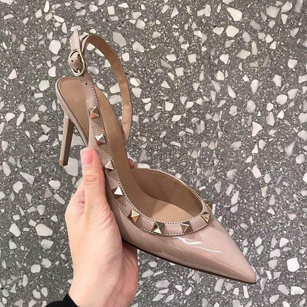 sandals rivet high heels women's stiletto fall 2021 nude patent leather snap on pointed single shoes1, Black
sandals rivet high heels women's stiletto fall 2021 nude patent leather snap on pointed single shoes1, Black