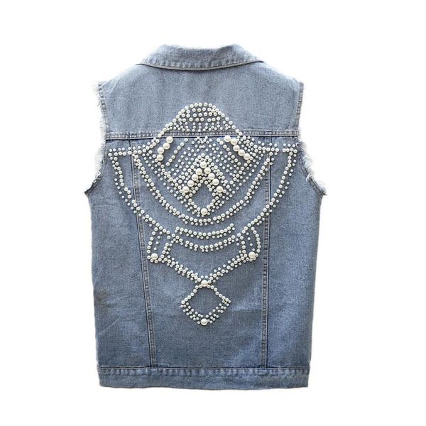women's vests denim vest women sleeveless jacket coat fashion nail bead hole jeans female loose waistcoats washed, Black;white
women's vests denim vest women sleeveless jacket coat fashion nail bead hole jeans female loose waistcoats washed, Black;white