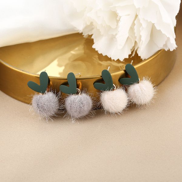 925 silver needle korean girl heart simple love hair ball earrings and new plush fashion earrings
925 silver needle korean girl heart simple love hair ball earrings and new plush fashion earrings