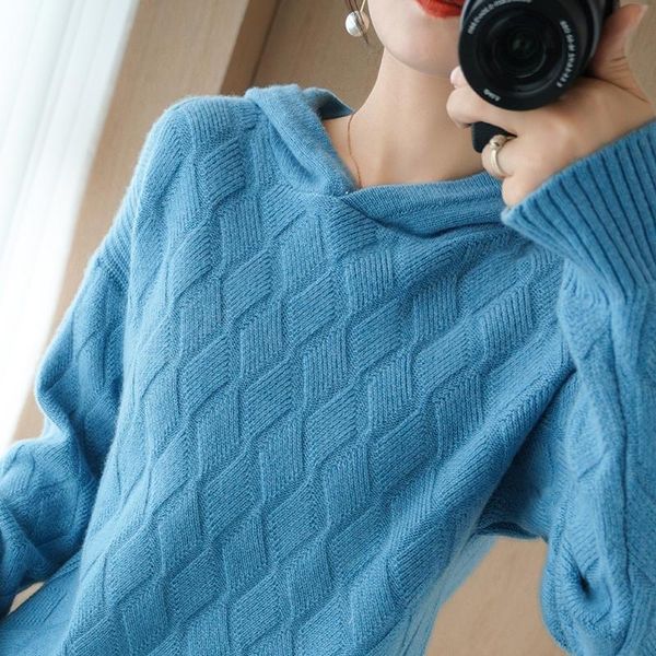 women's sweaters bareskiy cashmere sweater hooded woolen thicken warm knit pullover large size loose ladies, White;black
women's sweaters bareskiy cashmere sweater hooded woolen thicken warm knit pullover large size loose ladies, White;black