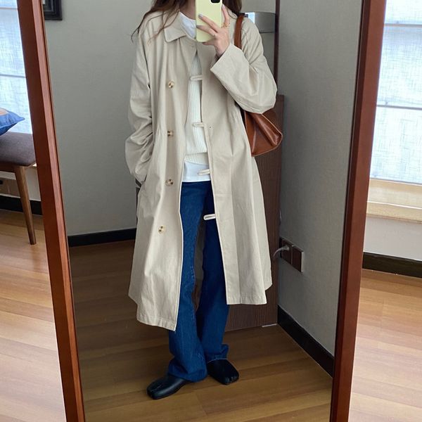 wool korean vintage medium length drawstring waist fashion slim women versatile casual trench coat, Black
wool korean vintage medium length drawstring waist fashion slim women versatile casual trench coat, Black