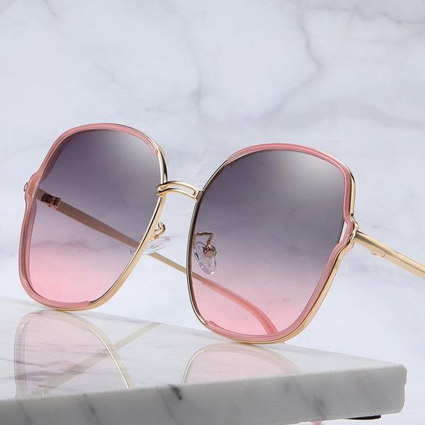 sunglasses big face thin women's korean large frame metal fashion anti ultraviolet, White;black