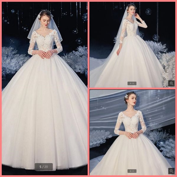 2021 vestido de festa white tulle ball gown wedding dresses 3/4 sleeve lace appliques princess puffy v neck bride dress chapel train luxury
2021 vestido de festa white tulle ball gown wedding dresses 3/4 sleeve lace appliques princess puffy v neck bride dress chapel train luxury
