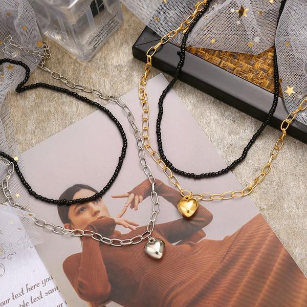 chains ksra multi layered gold chunky chain choker necklace for women fashion heart color 2021 trend jewelry banquet, Silver
chains ksra multi layered gold chunky chain choker necklace for women fashion heart color 2021 trend jewelry banquet, Silver