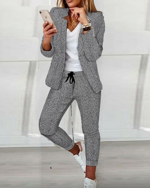 women's two piece pants set tracksuits casual outfits 2021 winter women notched full sleeve blazers pencil suit office lady, White
women's two piece pants set tracksuits casual outfits 2021 winter women notched full sleeve blazers pencil suit office lady, White