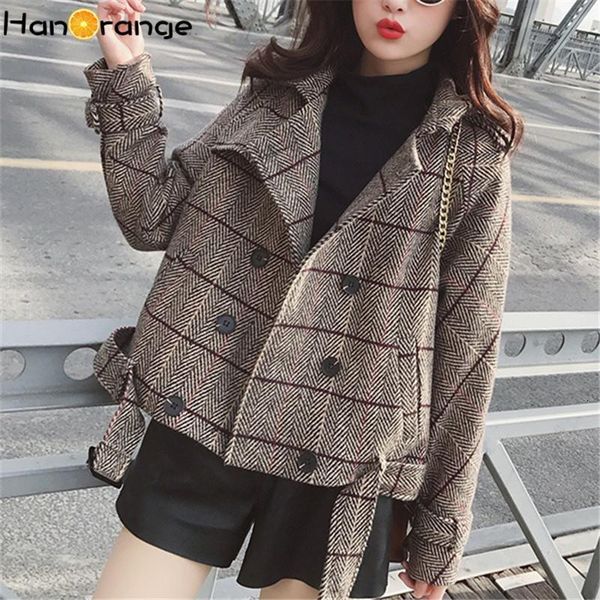 women's wool & blends short woolen coat women spring autumn fashion loose short-height casual herringbone cocoon bddu, Black
women's wool & blends short woolen coat women spring autumn fashion loose short-height casual herringbone cocoon bddu, Black
