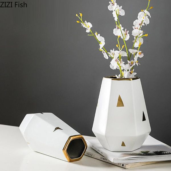 creative gilded ceramic vase geometric hydroponic flower arrangement table living room furnishing decoration vases
creative gilded ceramic vase geometric hydroponic flower arrangement table living room furnishing decoration vases