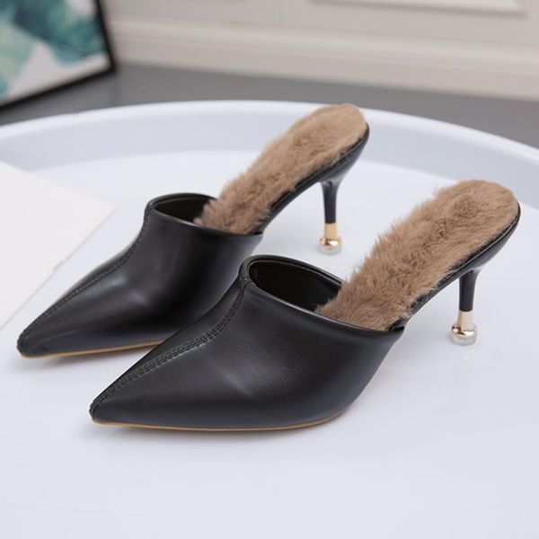 slippers autumn winter women furry high heels plush slides fashion female pointed toe casual outside flip flops shoes for ladies, Black
slippers autumn winter women furry high heels plush slides fashion female pointed toe casual outside flip flops shoes for ladies, Black