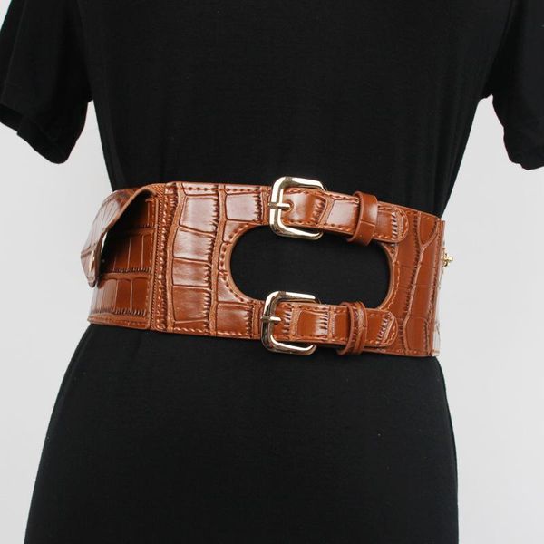 belts women's runway fashion hollow out pu leather elastic cummerbunds female dress corsets waistband decoration wide belt r040, Black;brown
belts women's runway fashion hollow out pu leather elastic cummerbunds female dress corsets waistband decoration wide belt r040, Black;brown